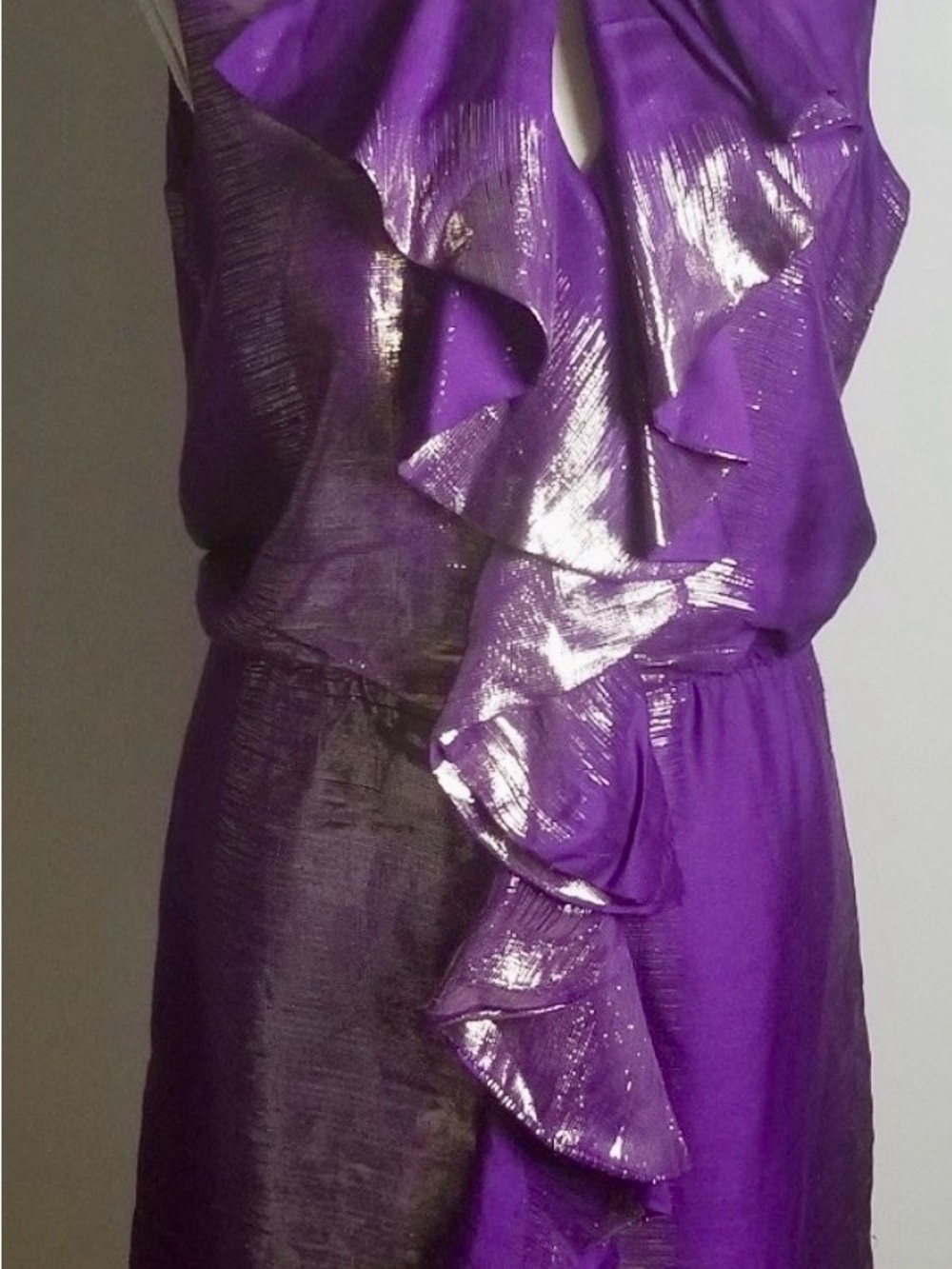 Trina Turk Purple Metallic Ruffle Dress